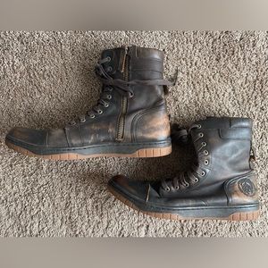 Diesel Mens Boots, sz 12, Basket Butch Zippy Brown side-zip, lace up, 93243